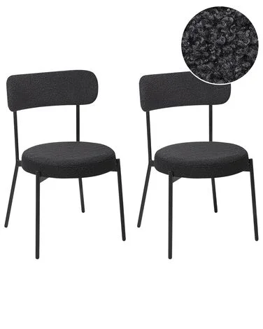 Sett med 2 spisestoler ALLISON Bouclé Svart v:4997203 Sett med 2 spisestoler ALLISON Bouclé Svart v:4997203