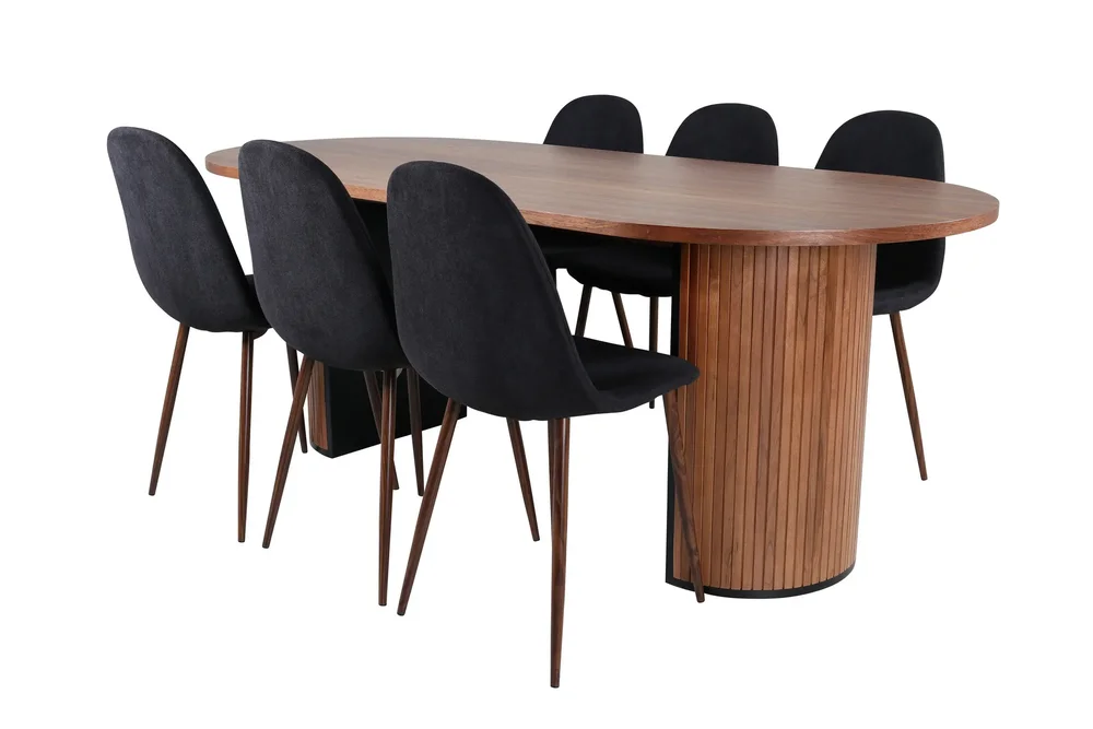 Bianca Spisegruppe 200 cm Oval med 6 Polar Stoler v:3497043