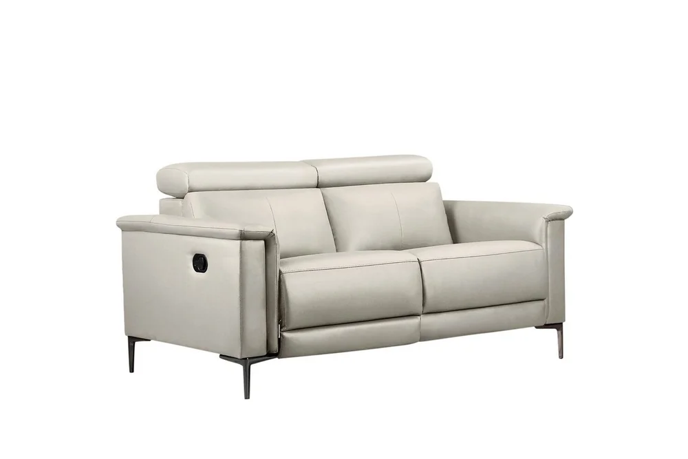 Reclinersofa uten hjørne Loft24 2-seters sofa Lund krem, lær/PU, manuell hvilestol Cream White v:3648312