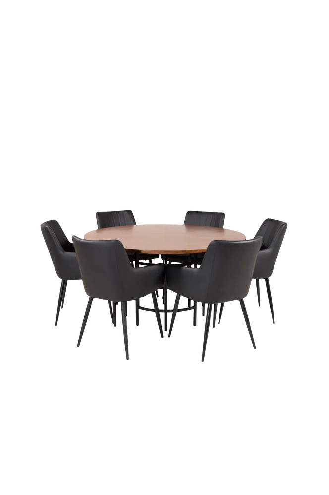 Spisebord Copenhagen med 6 stoler Comfort – Brun m v:343581 Spisebord Copenhagen med 6 stoler Comfort – Brun m v:343581