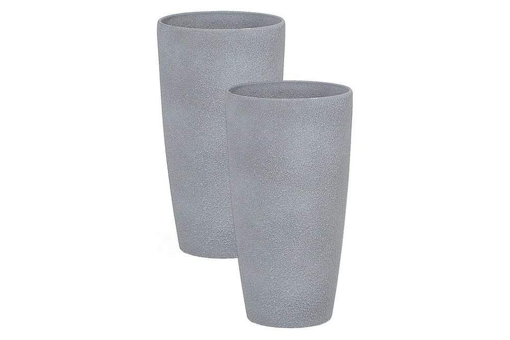 Trädgårdskruka Beliani Abdera set om 2 Grå, 23x23x42 cm Grey v:6816680