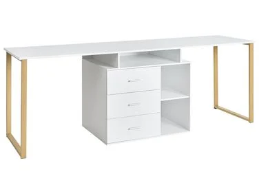 Justerbart skrivebord ASHMORE 165/220 cm 55 cm Hvit v:9132356 Justerbart skrivebord ASHMORE 165/220 cm 55 cm Hvit v:9132356
