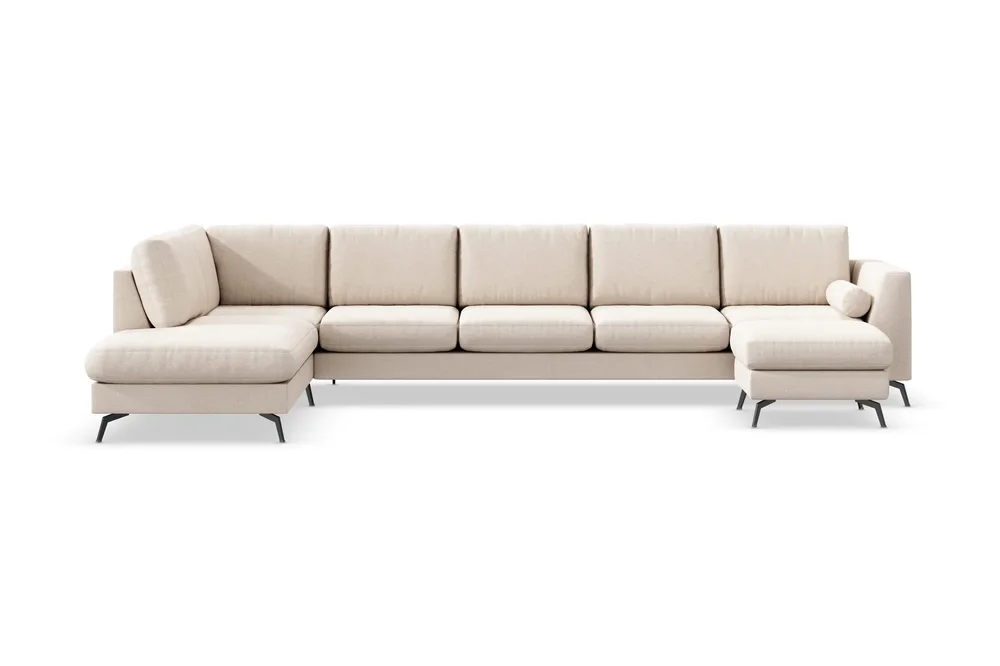 Ocean Lyx 6-seters Venstrevendt U-formet Sofa med Divan og Sjeselong + Fotskammel i Stoff v:6464092