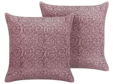 Sett med 2 pynteputer ROMNEYA 45 x 45 cm Fløyel Rosa Blomstermønster v:7766023 Sett med 2 pynteputer ROMNEYA 45 x 45 cm Fløyel Rosa Blomstermønster v:7766023