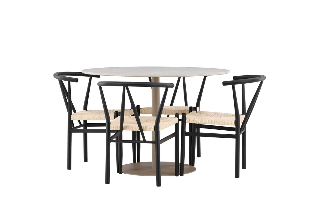 Lycke Spisegruppe 110 cm Rund med 4 Alfons stoler v:6018475