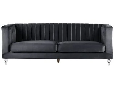 Sofa 3-seter ARVIKA Fløyel Svart v:5507908