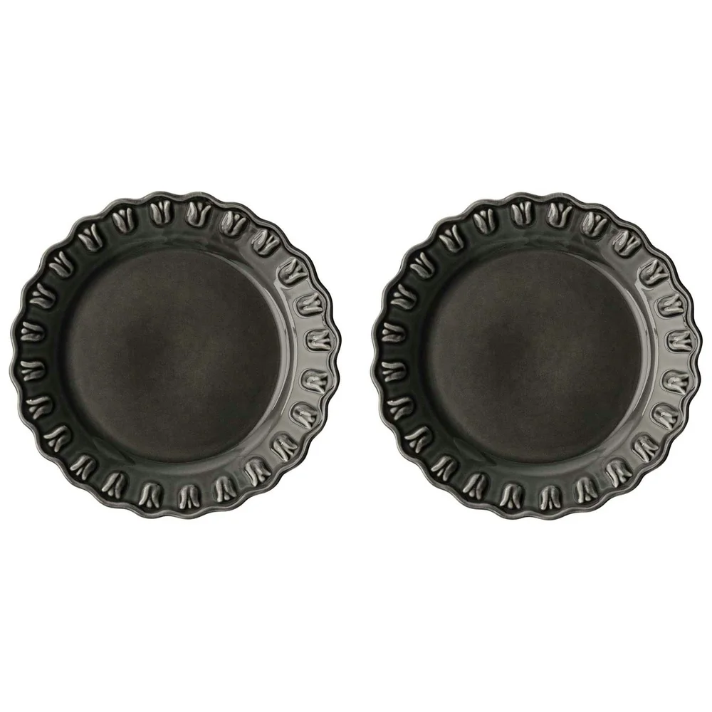 Tulipa Sidetallerken 20 cm 2-pk, Almost Black v:6755630