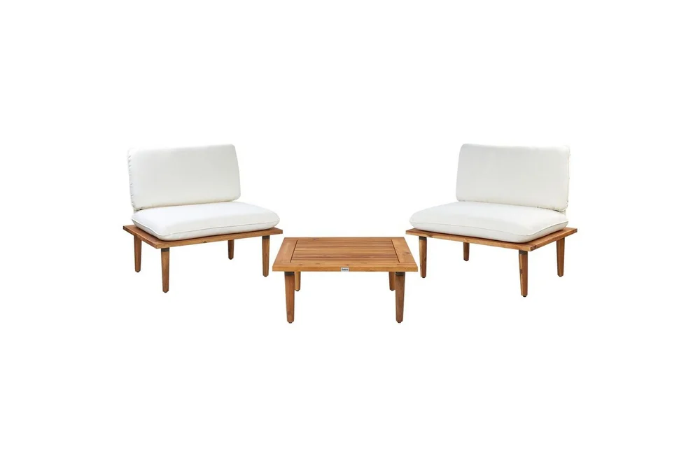 Loungegrupp med bord Beliani Frascati Grönt/ljust trä, 2-Sits White||Light wood v:9559119