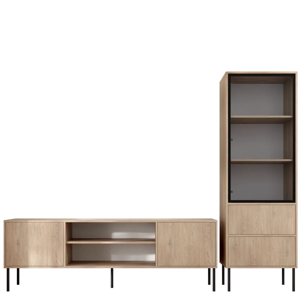 Claven møbelsett til stue – TV-benk og vitrineskap v:1042970 Claven møbelsett til stue – TV-benk og vitrineskap v:1042970