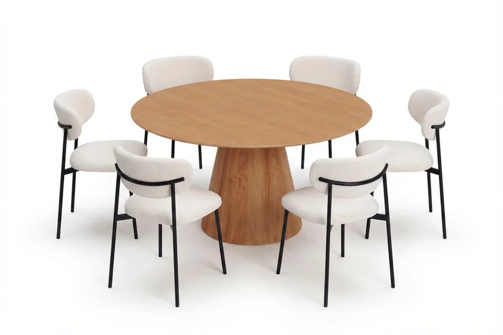Siena spisegruppe rund 150 cm eik med 6 Lucy spisestoler v:4900144