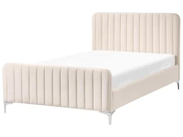 Seng Fløyel LUNAN 120 x 200 cm Lys beige v:4419888