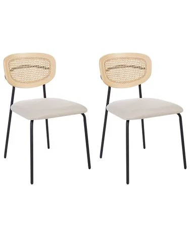 Sett med 2 spisestoler MAYETTA Metall Lys beige v:7218919 Sett med 2 spisestoler MAYETTA Metall Lys beige v:7218919