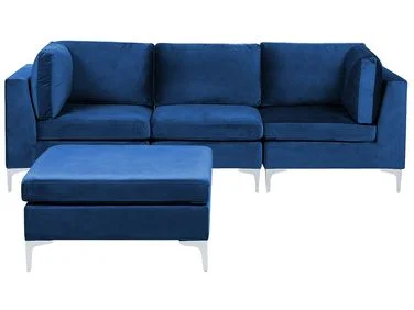 Modulsofa 3-seter EVJA med fotskammel Fløyel Marineblå v:4086460 Modulsofa 3-seter EVJA med fotskammel Fløyel Marineblå v:4086460