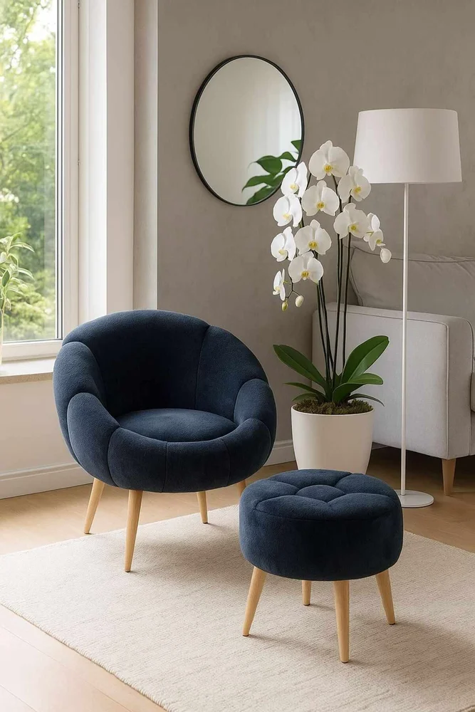 Ørelappstol- og puffesett (2 deler) Atelier Del Sofa Lida (75 x 100 x 42 cm) Antrasitt v:9662591 Ørelappstol- og puffesett (2 deler) Atelier Del Sofa Lida (75 x 100 x 42 cm) Antrasitt v:9662591