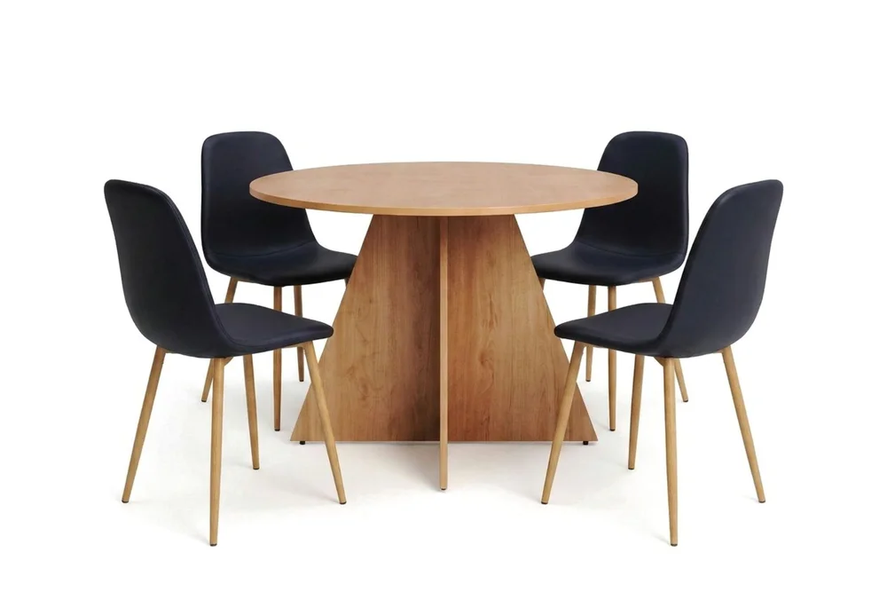 Vera spisegruppe rund 110 cm eik med 4 Nibe spisestoler v:8095823
