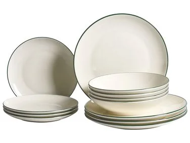 Sett med 12 serviser CUMIN Porselen Off-White/grønn v:9162141 Sett med 12 serviser CUMIN Porselen Off-White/grønn v:9162141