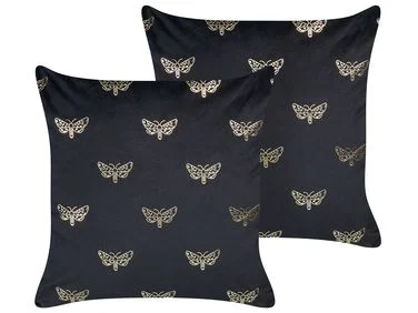 Sett med 2 pynteputer YUZURI 45 x 45 cm Fløyel Svart Dyremønster v:8891747 Sett med 2 pynteputer YUZURI 45 x 45 cm Fløyel Svart Dyremønster v:8891747