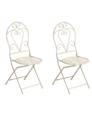 Sett med 2 hagestoler FOLELLI Sammenleggbar Metall Lys beige v:5643282 Sett med 2 hagestoler FOLELLI Sammenleggbar Metall Lys beige v:5643282