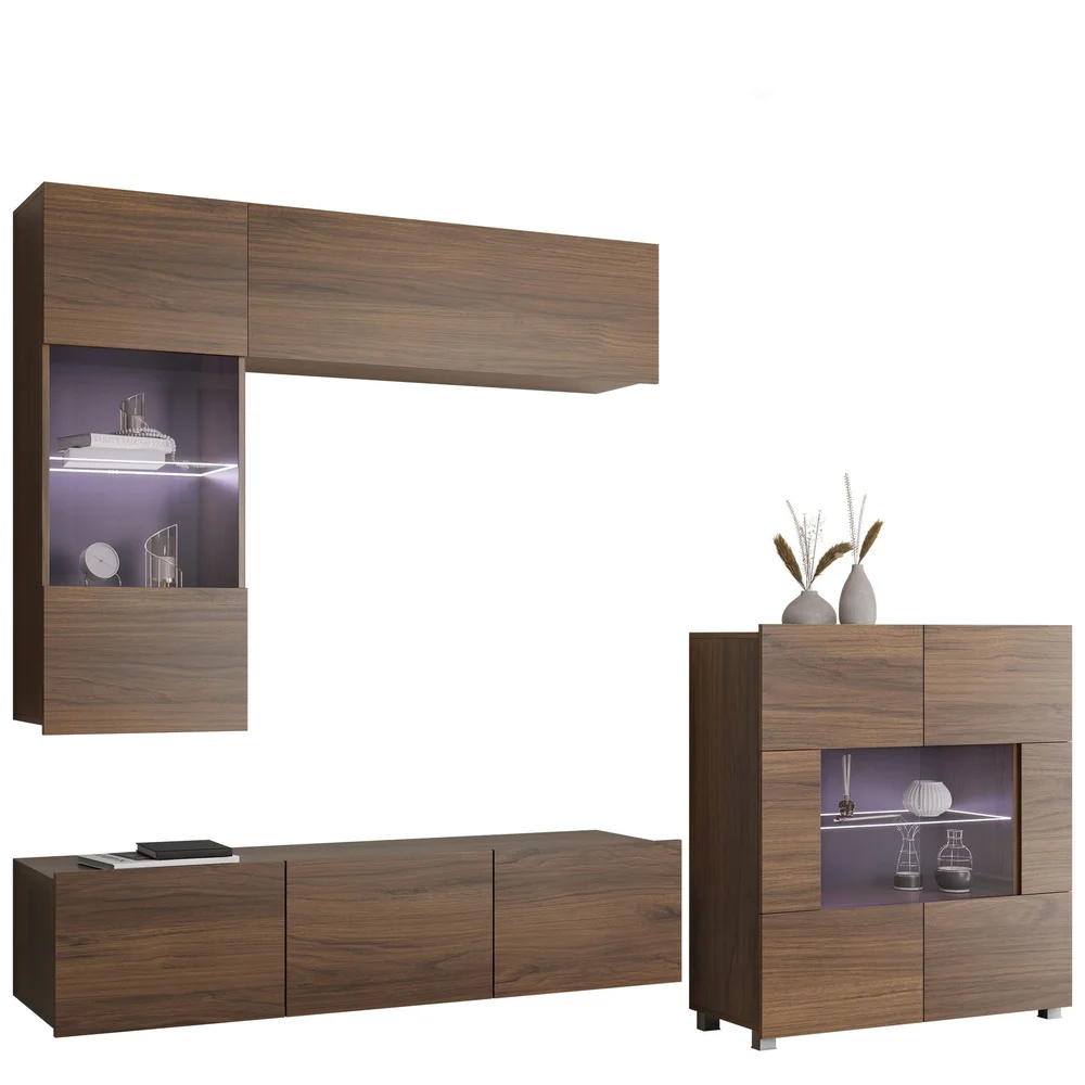 Tessan TV-veggseksjon med LED-belysning v:5575740