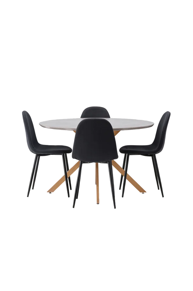 Spisegruppe Piazza og stolene Polar - Svart m v:6902495