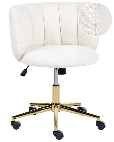 Kontorstol PELORA Bouclé Hvit v:9638347