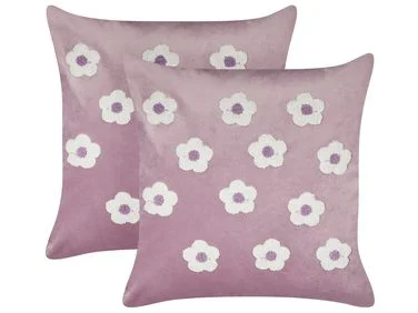 Sett med 2 pynteputer ECHINACEA 45 x 45 cm Fløyel Fiolett v:5687666 Sett med 2 pynteputer ECHINACEA 45 x 45 cm Fløyel Fiolett v:5687666