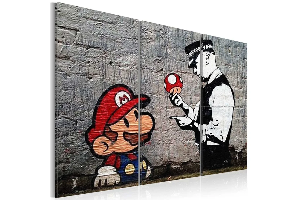 Bilde Super Mario Mushroom Cop By Banksy 120x80 v:5297235