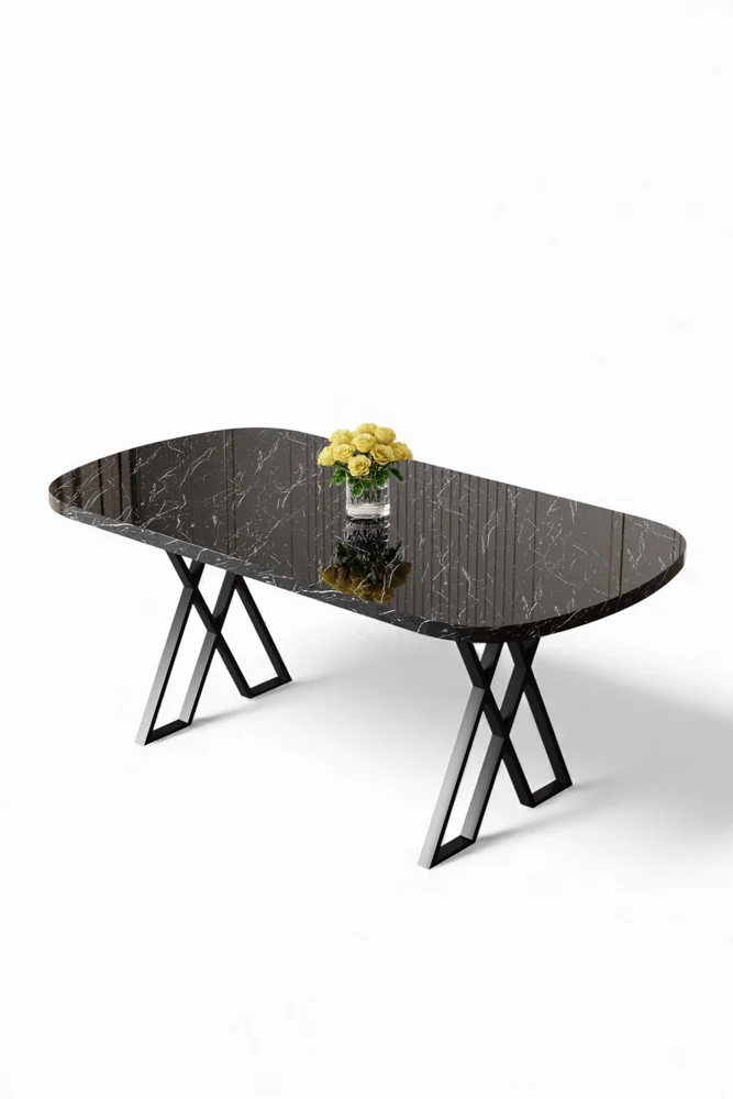 Spisebord Hanah Home Kaye (168 x 76 x 90 cm) Svart marmor svart v:5372220