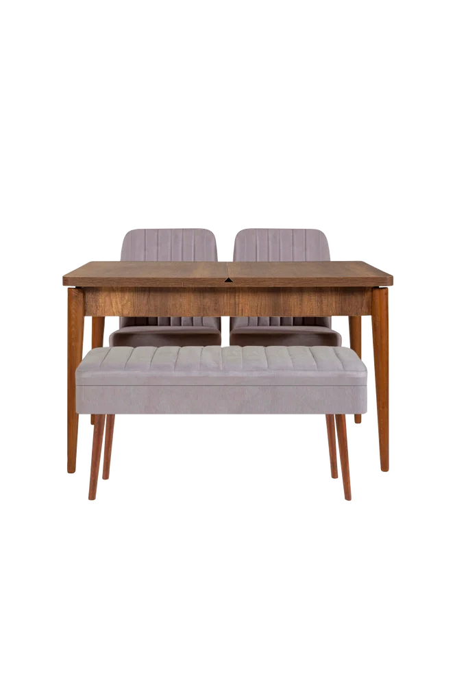 Sett med bord og stoler (4 deler) - Gina - Brun m v:5090271