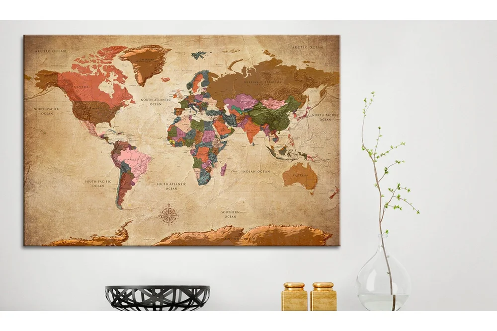 Tavle World Map: Brown Elegance 90X60 v:2739977 Tavle World Map: Brown Elegance 90X60 v:2739977