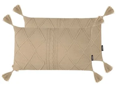 Sett med 2 pynteputer CAESIA 30 x 50 cm Bomull Beige Ensfarget v:5165528