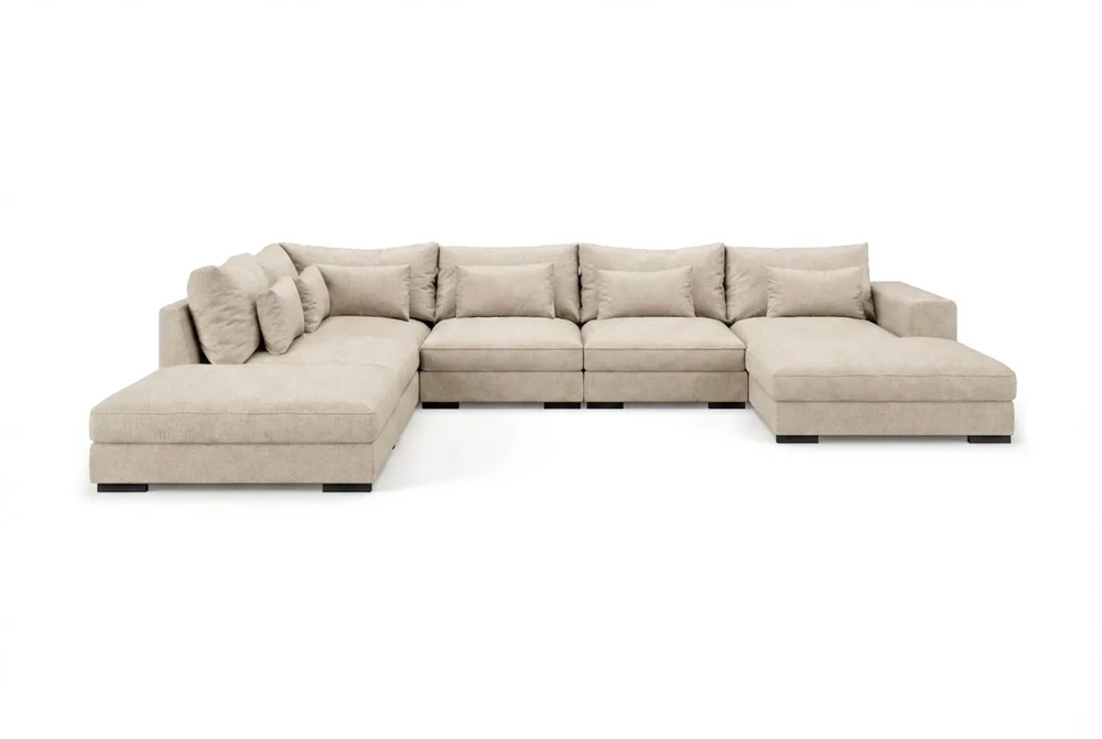 Dubai U-modulsofa med divan høyre ekstra dyp i Chenille v:1178327