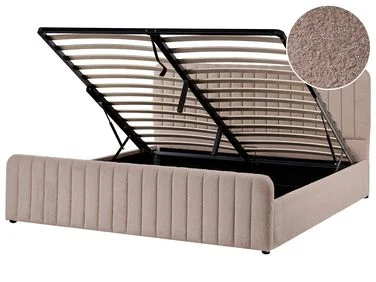 Seng med oppbevaring LUNAN Bouclé Gråbrun 180 x 200 cm v:1494848
