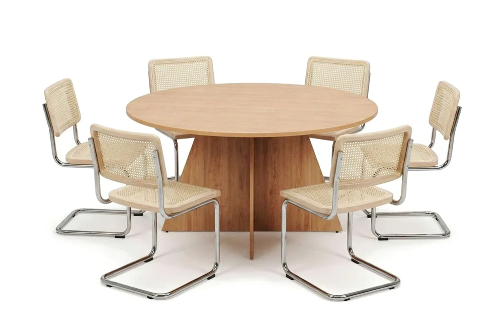 Vera spisegruppe rund 150 cm eik med 6 Build spisestoler v:6402879