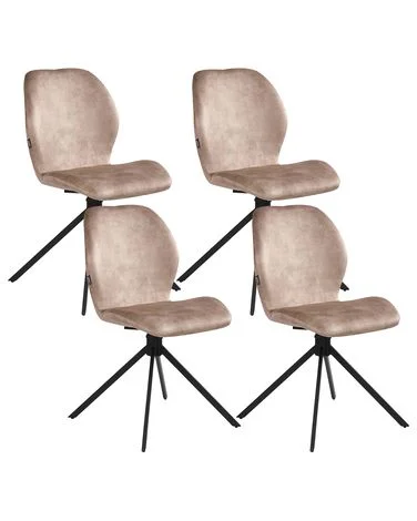 Sett med 4 spisestoler MORRISON Fløyel Beige v:5032224