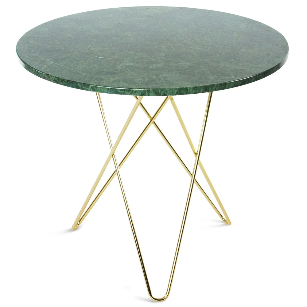 O Spisebord Ø80 cm, Messing/Grønn Marmor v:3266888