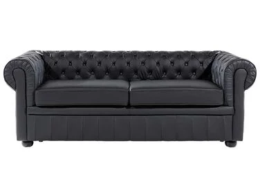 Sofa 3-seter CHESTERFIELD Ekte skinn Svart v:2709762