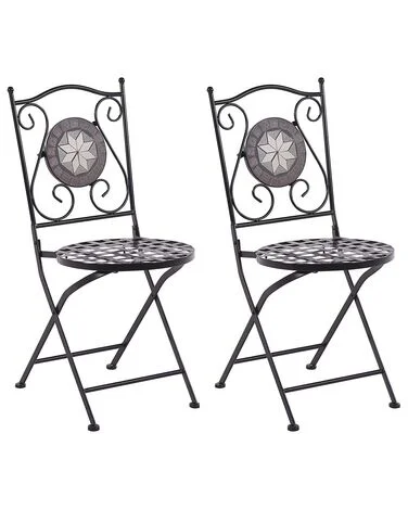 Sett med 2 hagestoler CARIATI Metall Svart v:993771 Sett med 2 hagestoler CARIATI Metall Svart v:993771