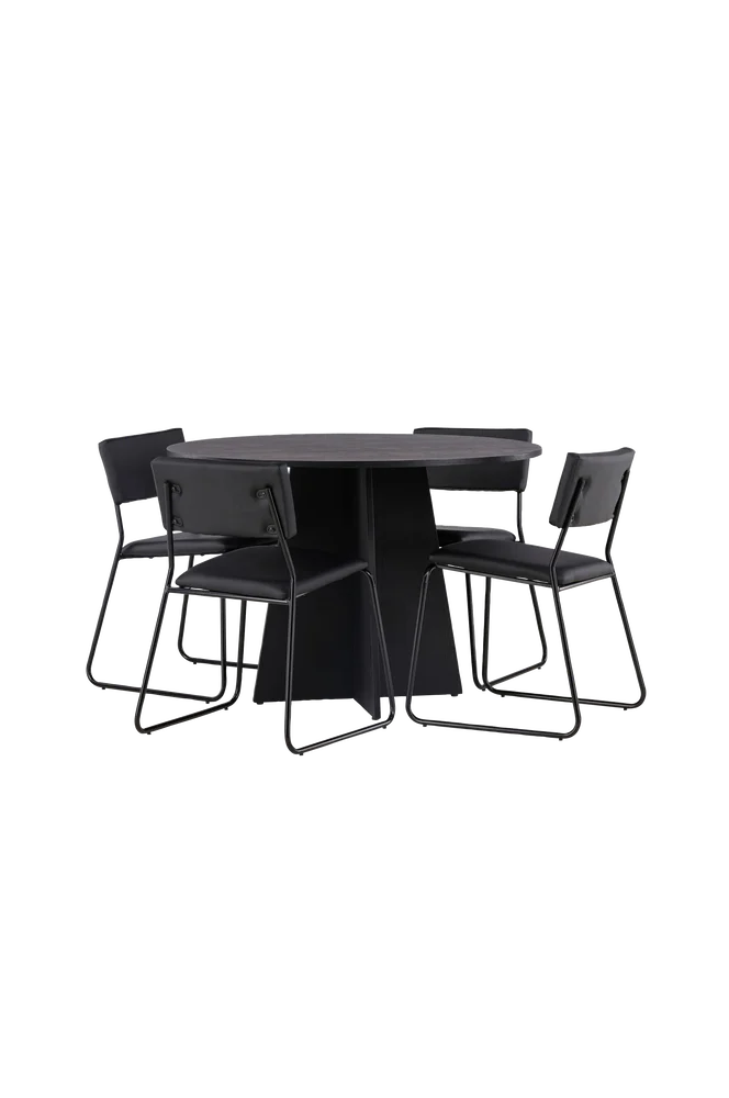 Spisegruppe Bootcut med 4 stk spisestoler Kenth - Svart m v:1509303