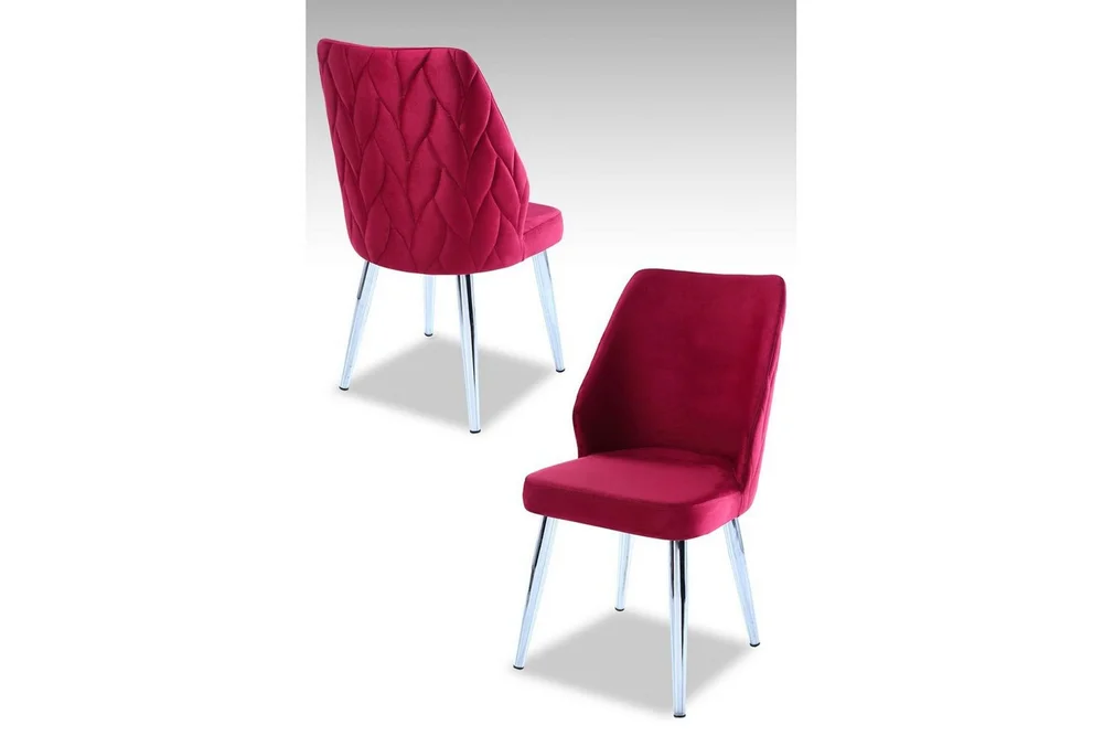 Spisestol Stifen Flis Rød / Krom v:3899067