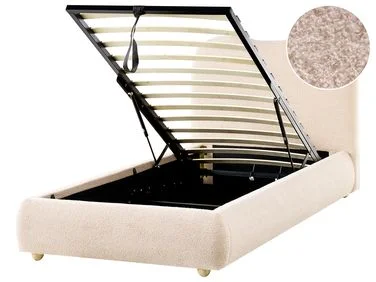 Seng med oppbevaring BLAGNAC Bouclé Lys beige 90 x 200 cm v:4456698