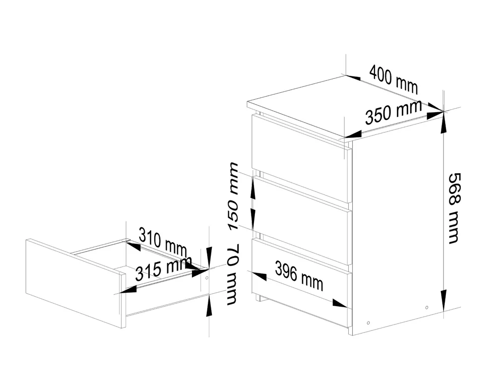 Akord CL3/40 kommode – Flerfarget m v:1326479 Akord CL3/40 kommode – Flerfarget m v:1326479