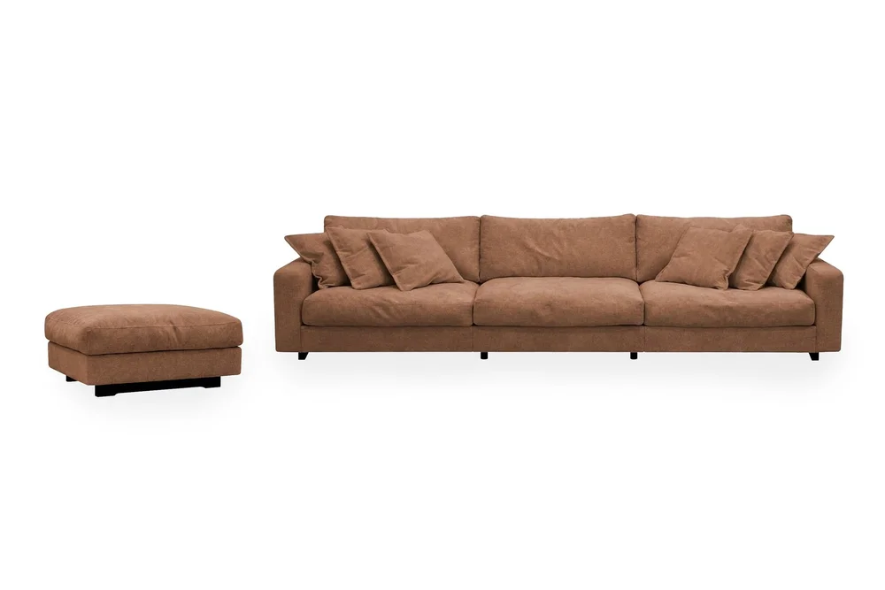 Valencia sofagruppe ekstra dyp 5-seters sofa + fotskammel i chenille v:6134346