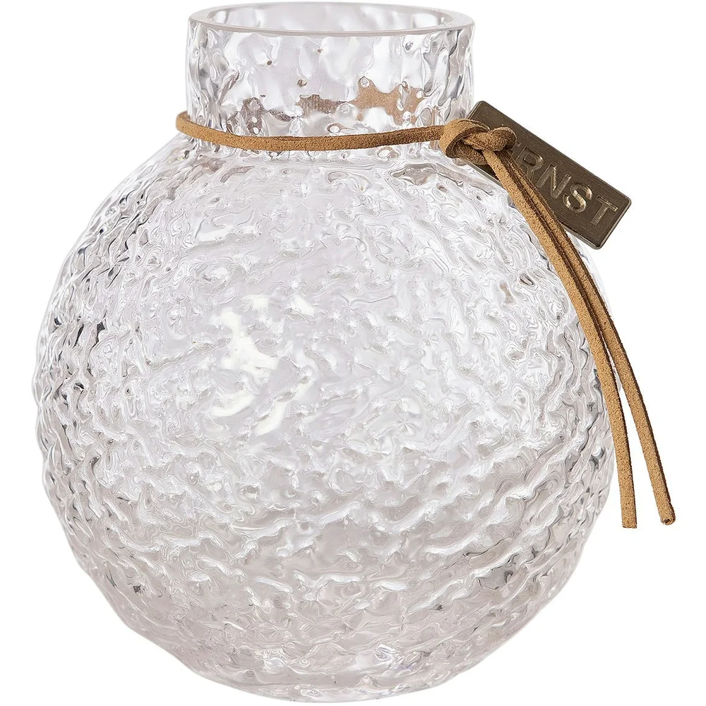 Glassvase Rund med Mønstret Struktur H10 cm v:9172880