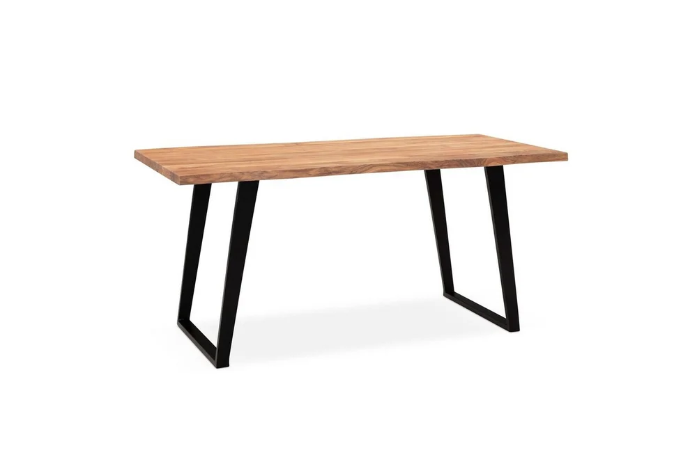 Skrivebord Wohnling Massivt treverk trekanter metallbein landlig stil Svart, vinklet, 180x90 cm v:8818901