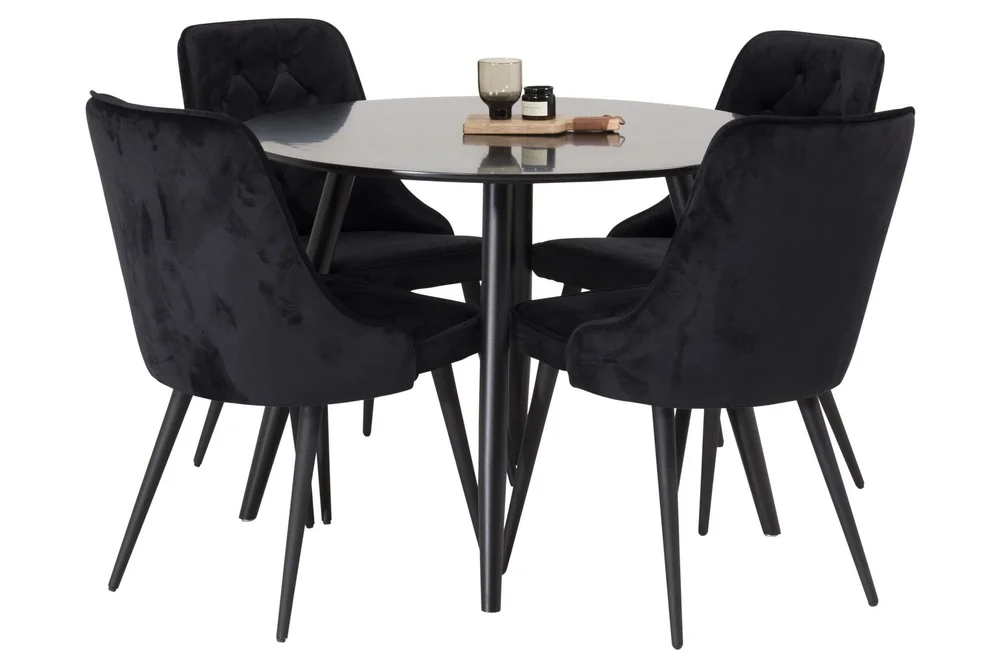 Plaza Spisegruppe 100 cm Rund med 4 Velvet Stoler v:2980738