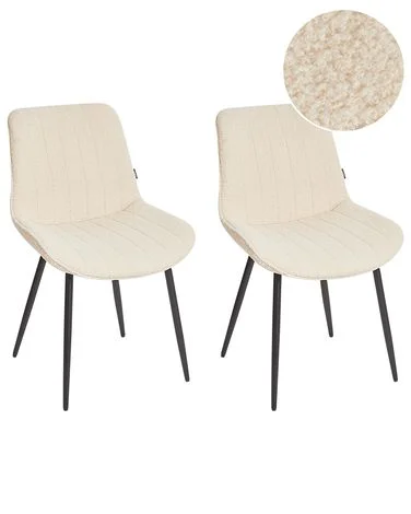 Sett med 2 spisestoler DUBROVNIK Bouclé Lys beige v:8594527