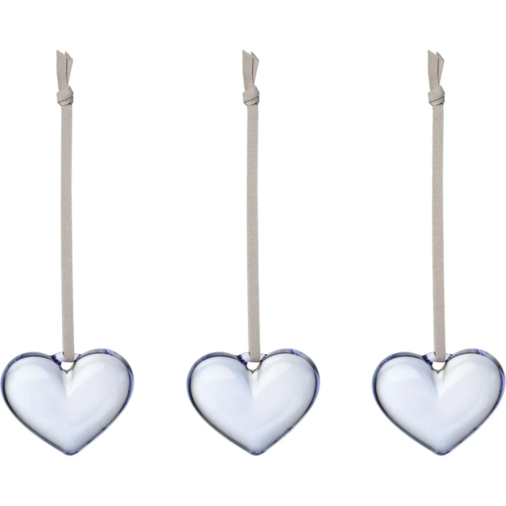 Glasshjerte 50 mm 3-pk, Clear Blue v:5047530 Glasshjerte 50 mm 3-pk, Clear Blue v:5047530