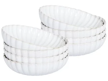 Sett med 8 dype tallerkener NETTLE Steintøy Off white v:8443622