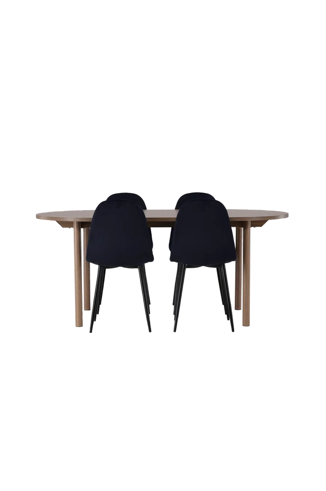 Spisegruppe Andy med stolene Polar - Svart m v:9663353
